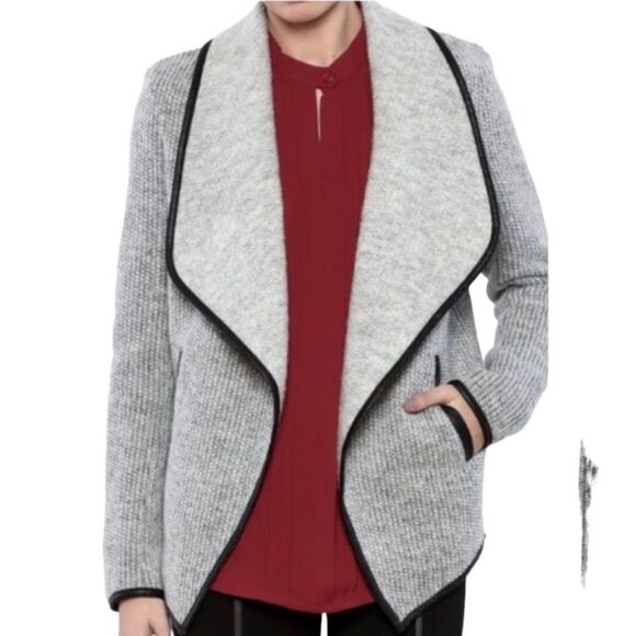 CUPCAKES & CASHMERE Gray Wool Open front Sweater Cardigan - Picture 1 of 9